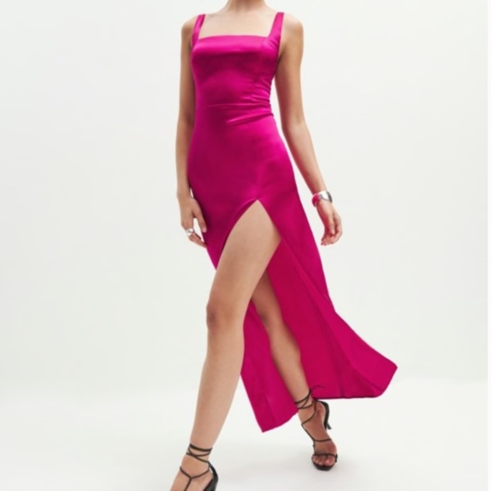 NWT Reformation Solay silk dress - 4, rhubarb